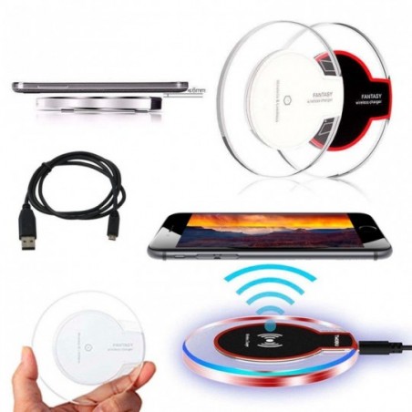 Carregador Indução Portátil Wireless + Receptor QI iPhone