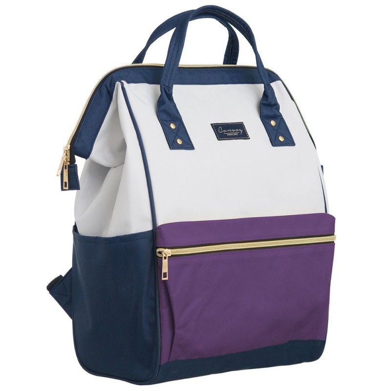 Mochila Feminina Bicolor Em Alto Relevo Com Alça De Mão