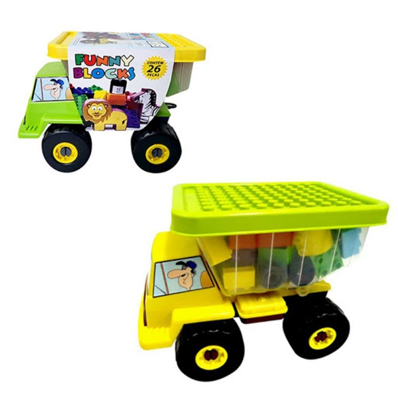 Caminhão Com 26 Blocos Para Montar Funny Toys