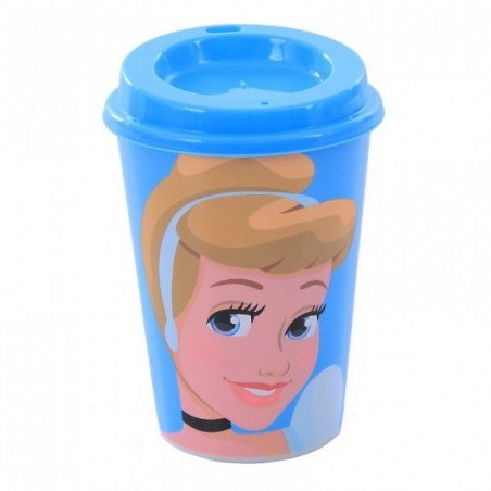 Copo Plástico Tampa Café Princesas Cinderela 320ml Plasútil