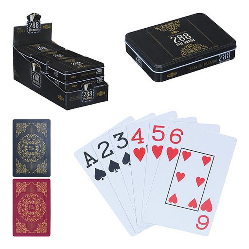 Kit 2 Baralhos Premium Com 54 Cartas Cada + Lata Protetora