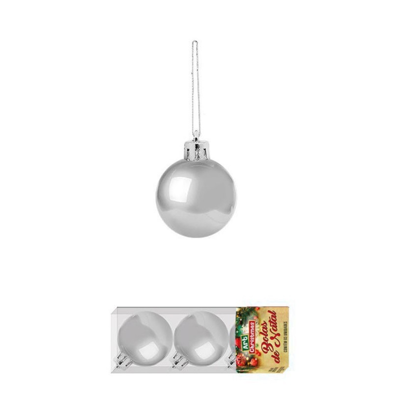 Kit 3 Bolas De Natal Enfeite TB Média Lisa 5 CM