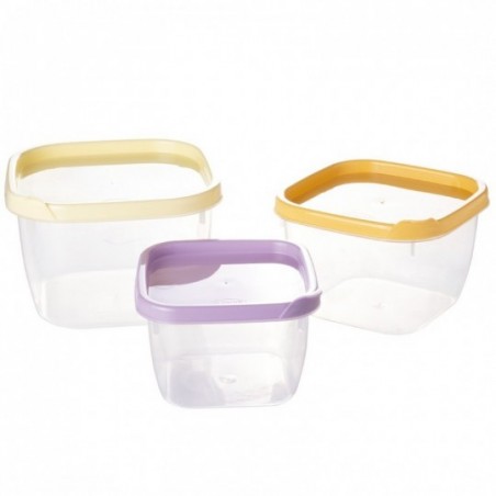 Kit 3 Potes Plásticos Quadrados Com Tampas Plasútil