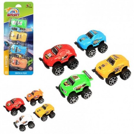 Kit 4 Super Carros Sport Fricção Sortidos Infantil Art Brink