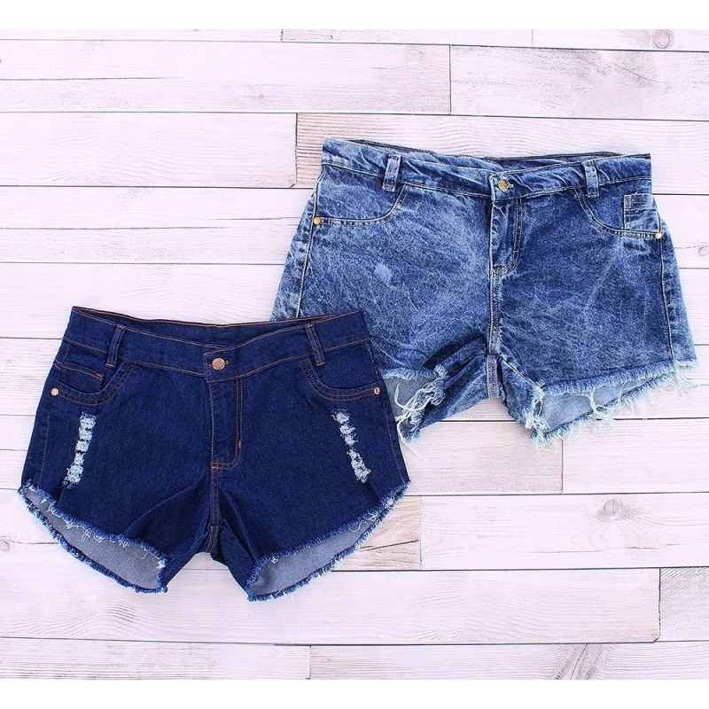 Kit Feminino Com 2 Shorts Jeans Modelos E Cores Variados