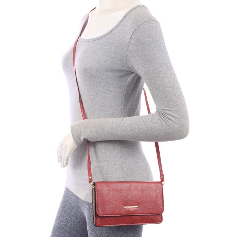 Bolsa Carteira Feminina Em Alto Relevo Fecho Em Botão