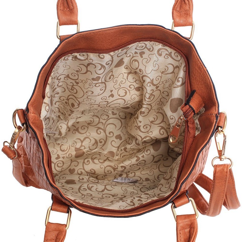 Bolsa De Ombro Feminina Alto Relevo Texturizada Alça Dupla