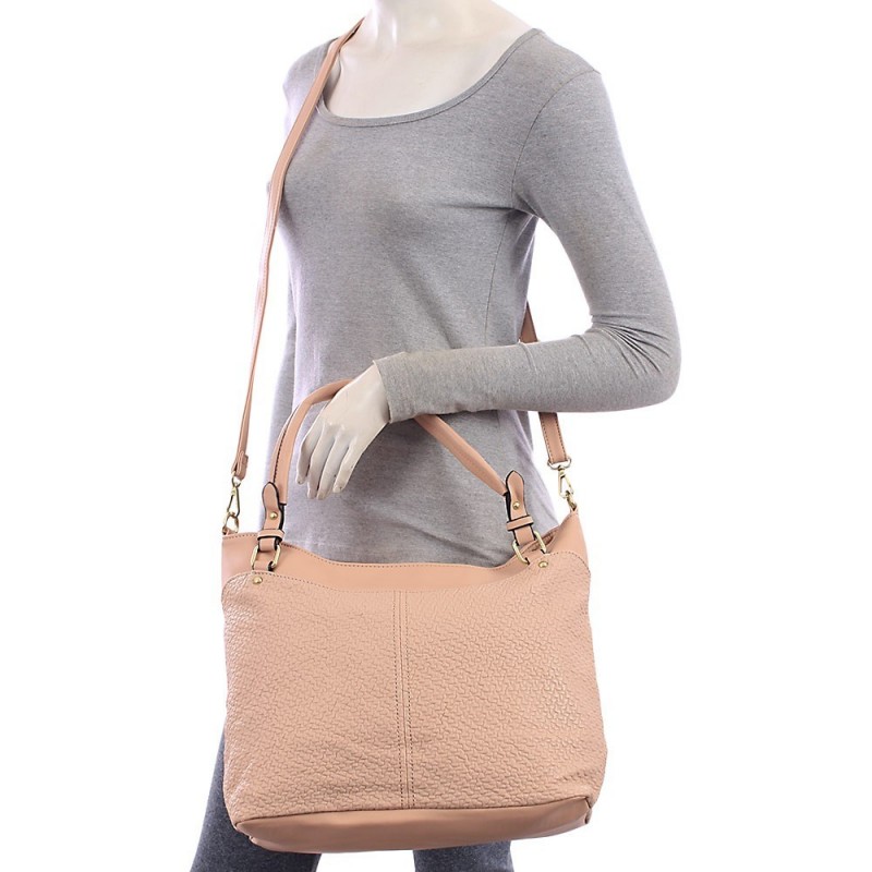 Bolsa Feminina Hobo Em Alto Relevo Texturizada Alça Dupla