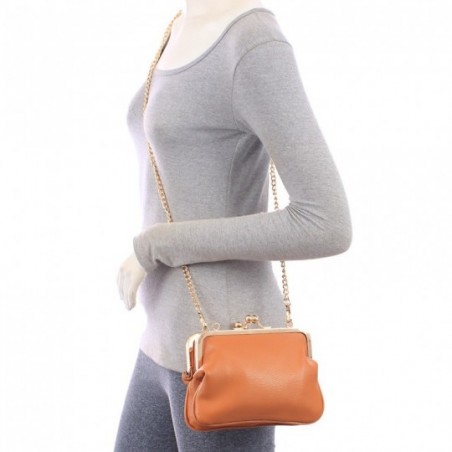 Bolsa Feminina Luxo Retrô Alça De Corrente Duas Repartições