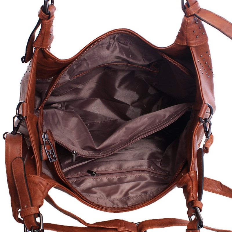 Bolsa Hobo Feminina Alto Relevo Cravejada Em Tachinhas