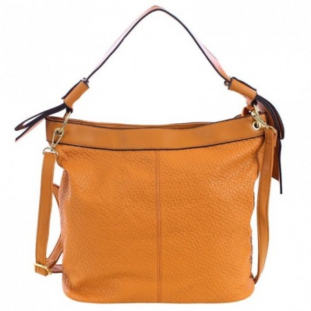Bolsa Hobo Feminina Alto Relevo Texturizada Argolas Metálica