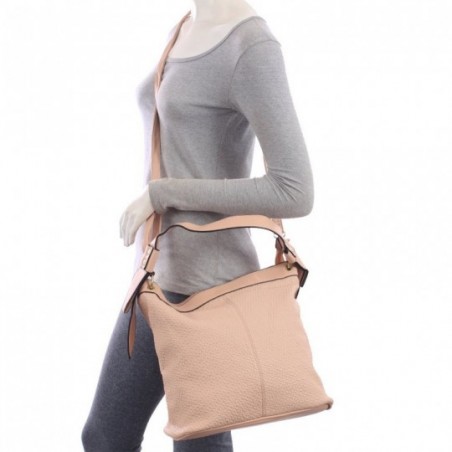 Bolsa Hobo Feminina Alto Relevo Texturizada Argolas Metálica