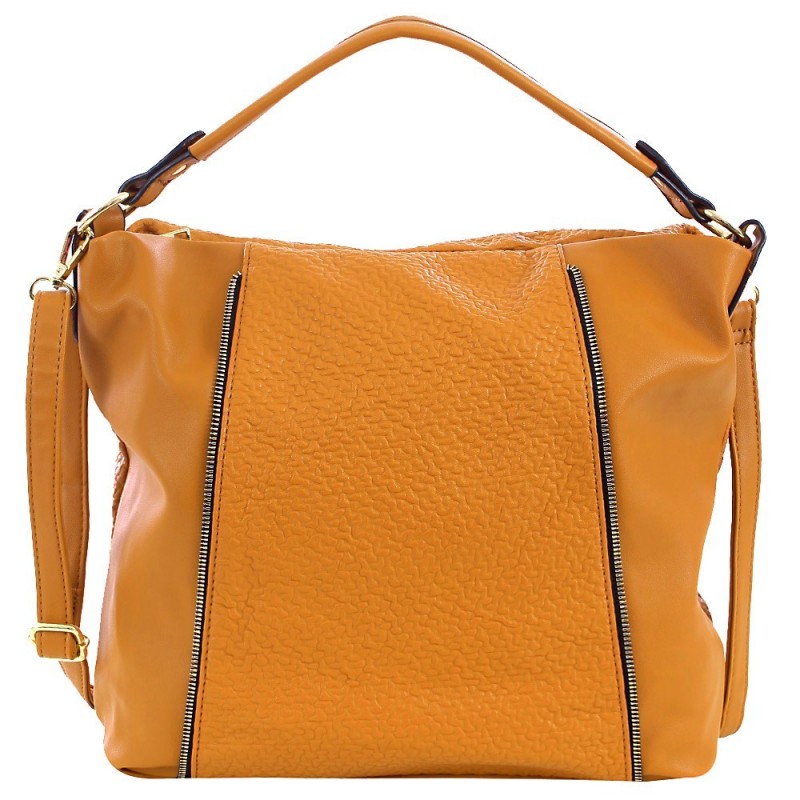 Bolsa Hobo Feminina Alto Relevo Texturizada Detalhes Zíper