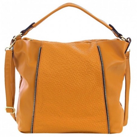 Bolsa Hobo Feminina Alto Relevo Texturizada Detalhes Zíper