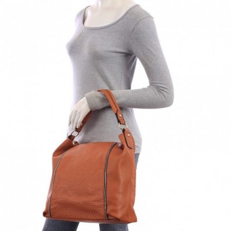 Bolsa Hobo Feminina Alto Relevo Texturizada Detalhes Zíper