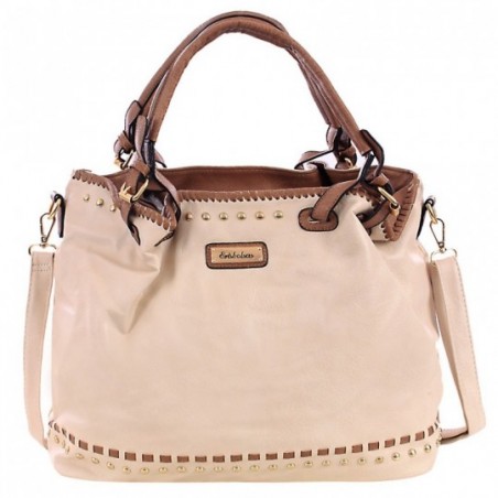 Bolsa Hobo Feminina Em Alto Relevo Tressê Cravejada Tachas