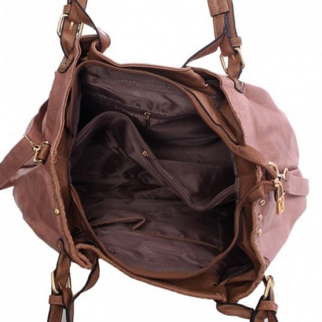 Bolsa Hobo Feminina Em Alto Relevo Tressê Cravejada Tachas