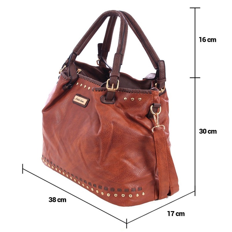 Bolsa Hobo Feminina Em Alto Relevo Tressê Cravejada Tachas