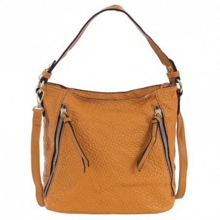 Bolsa Mini Hobo Feminina Versátil Texturizada Detalhes Zíper