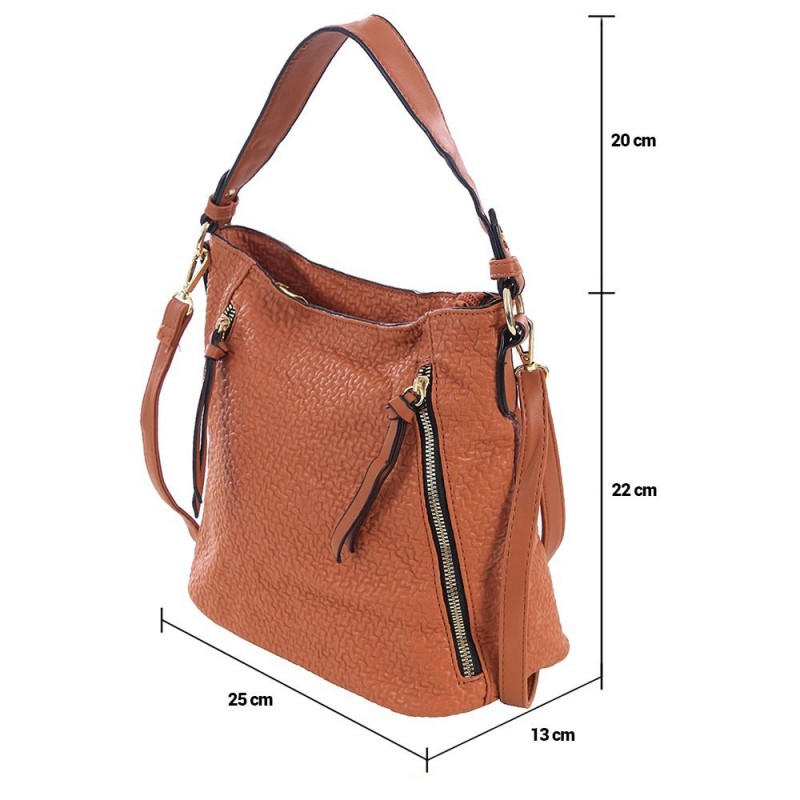 Bolsa Mini Hobo Feminina Versátil Texturizada Detalhes Zíper