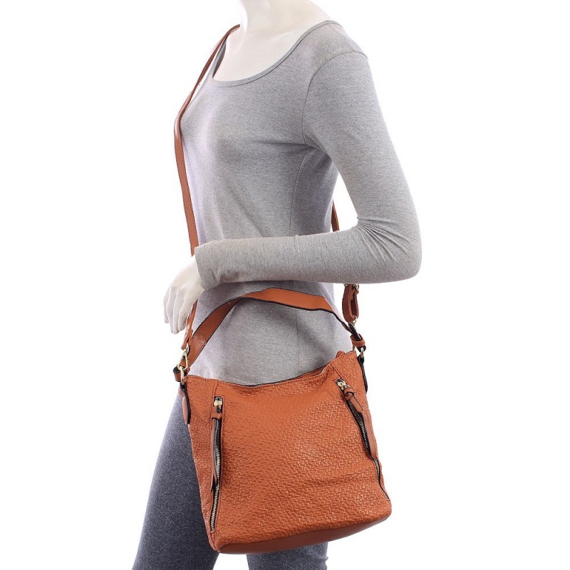 Bolsa Mini Hobo Feminina Versátil Texturizada Detalhes Zíper