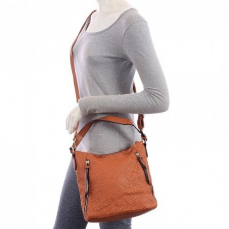 Bolsa Mini Hobo Feminina Versátil Texturizada Detalhes Zíper