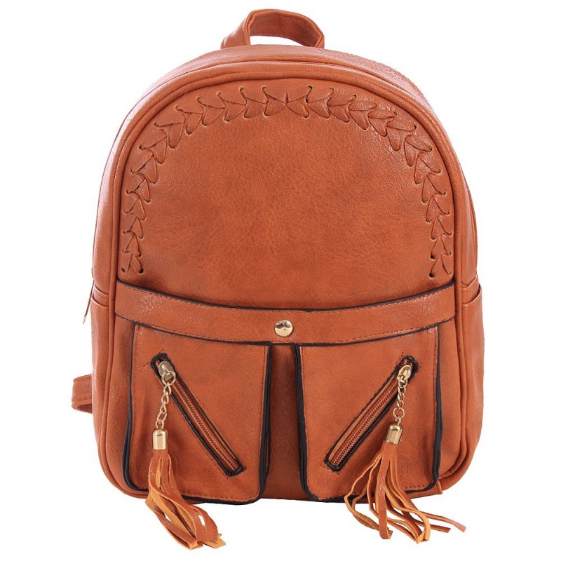 Bolsa Mochila Luxo Feminina Alto Relevo Tressê Tassel Duplo
