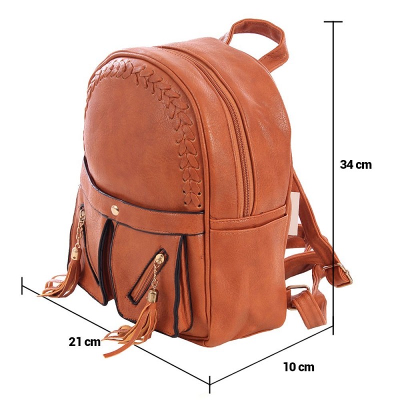 Bolsa Mochila Luxo Feminina Alto Relevo Tressê Tassel Duplo