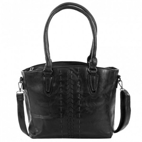 Bolsa Ombro Feminina Alto Relevo Tressê Detalhes Metálicos