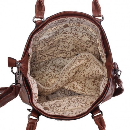 Bolsa Ombro Feminina Alto Relevo Tressê Detalhes Metálicos