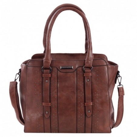 Bolsa Satchel Feminina Alto Relevo Cravejada Em Tachas