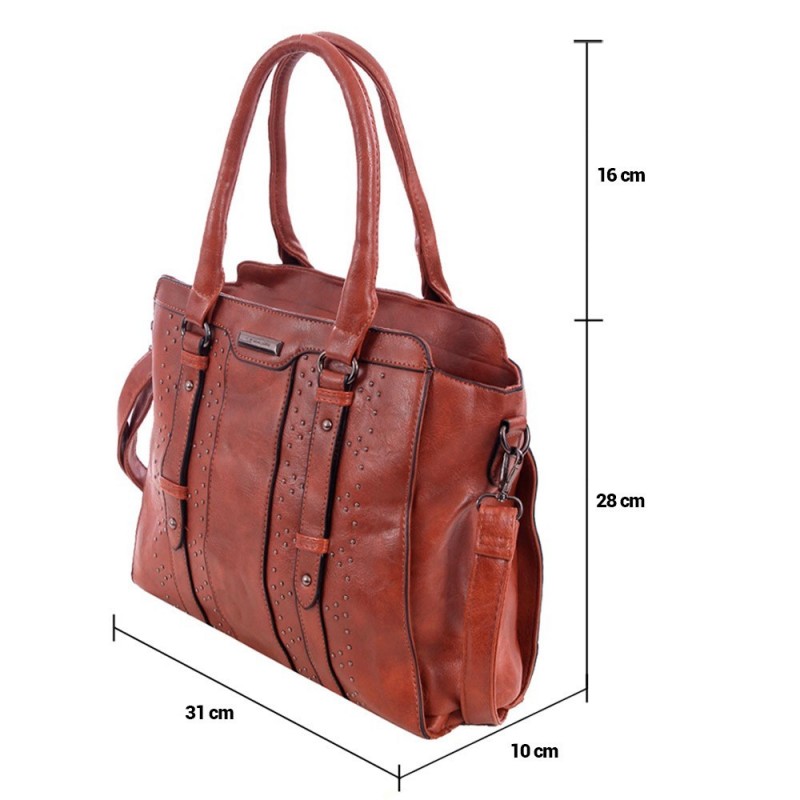 Bolsa Satchel Feminina Alto Relevo Cravejada Em Tachas