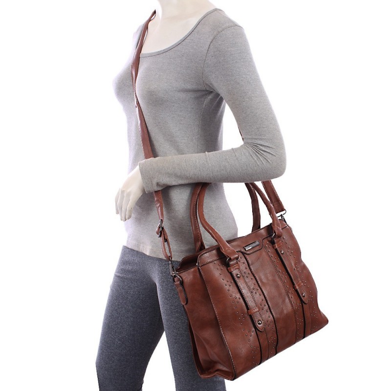 Bolsa Satchel Feminina Alto Relevo Cravejada Em Tachas