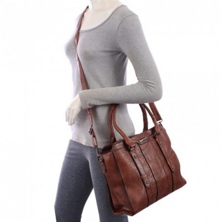 Bolsa Satchel Feminina Alto Relevo Cravejada Em Tachas