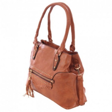 Bolsa Satchel Feminina Em Alto Relevo Tassel Tachas Tressê