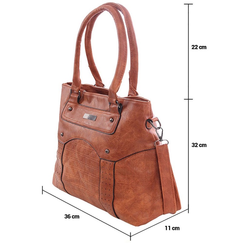 Bolsa Shopper Feminina Em Alto Relevo Tressê Com Vazados