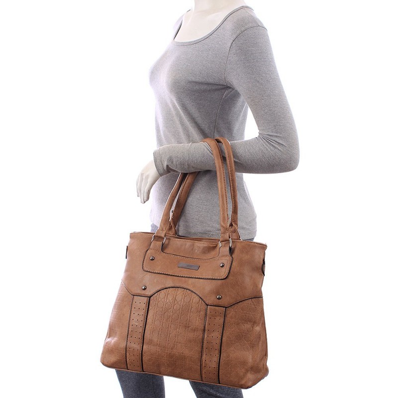 Bolsa Shopper Feminina Em Alto Relevo Tressê Com Vazados