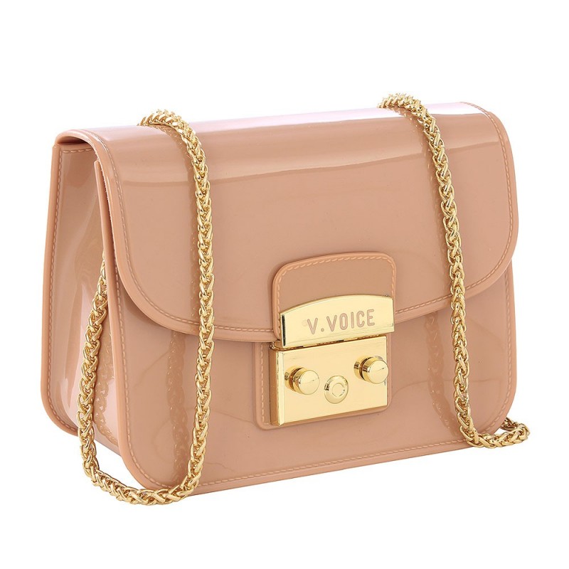 Bolsa Social Baú Silicone Luxo Feminina Com Alça Correntes