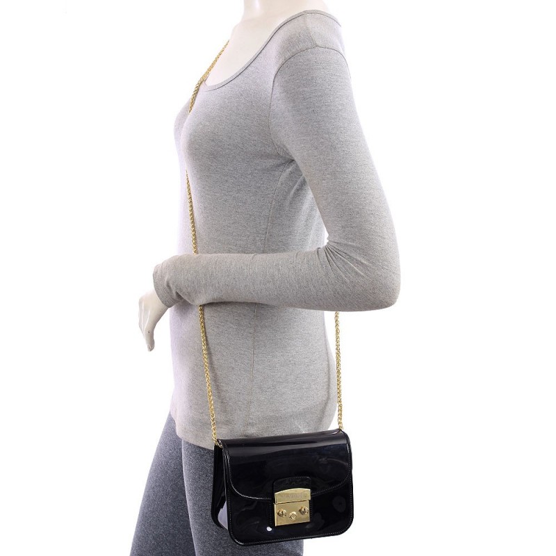 Bolsa Social Baú Silicone Luxo Feminina Com Alça Correntes