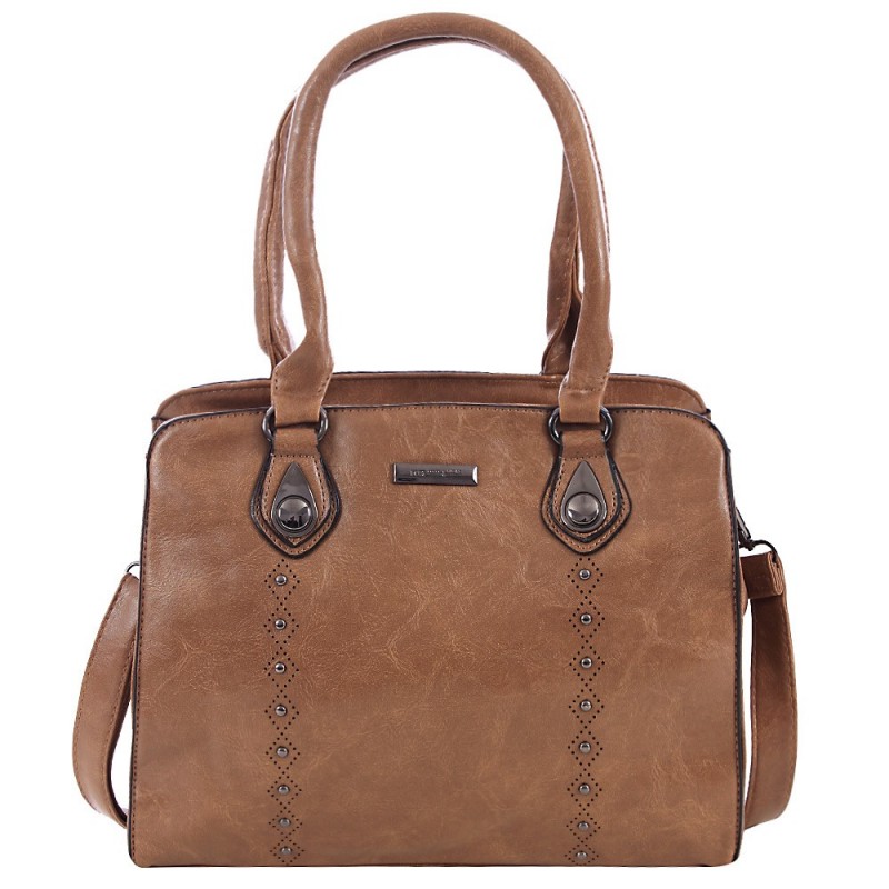Bolsa Tote Estruturada Feminina Alto Relevo Tachas E Vazados