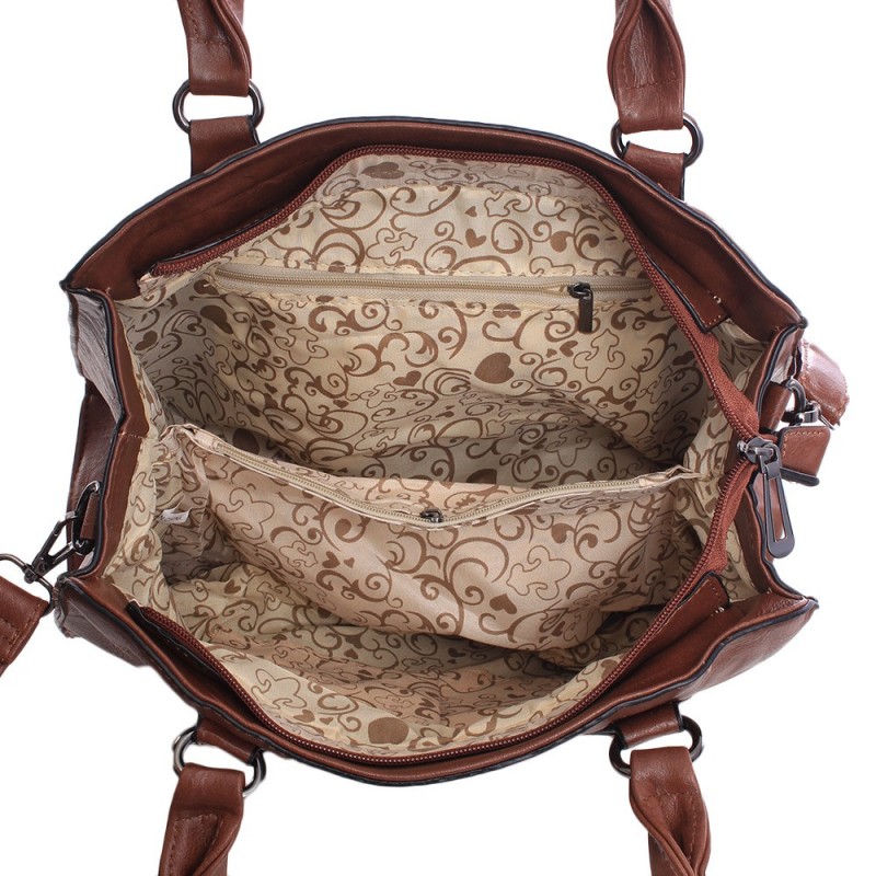Bolsa Tote Estruturada Feminina Alto Relevo Tachas E Vazados