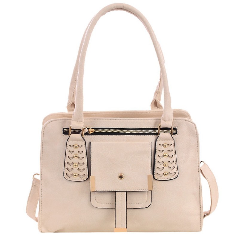 Bolsa Tote Estruturada Feminina Perfurada Cravejada Tachas