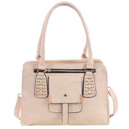 Bolsa Tote Estruturada Feminina Perfurada Cravejada Tachas