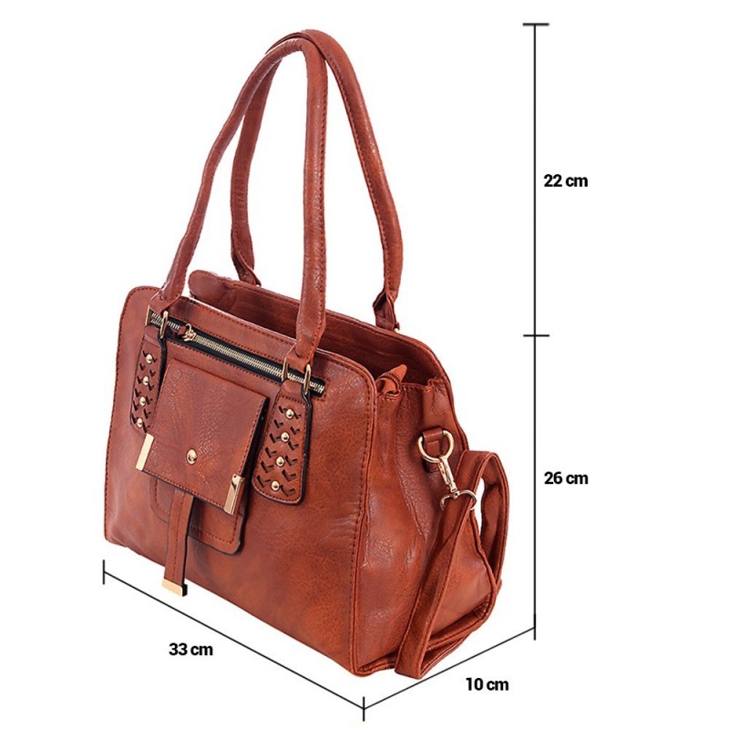 Bolsa Tote Estruturada Feminina Perfurada Cravejada Tachas