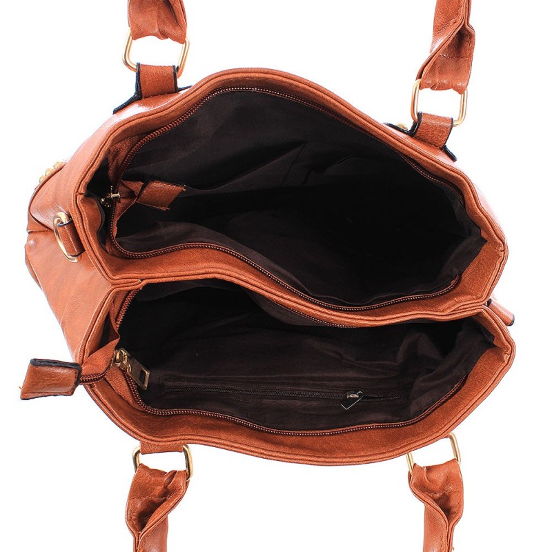 Bolsa Tote Feminina Em Alto Relevo Com Vazados Alça Dupla