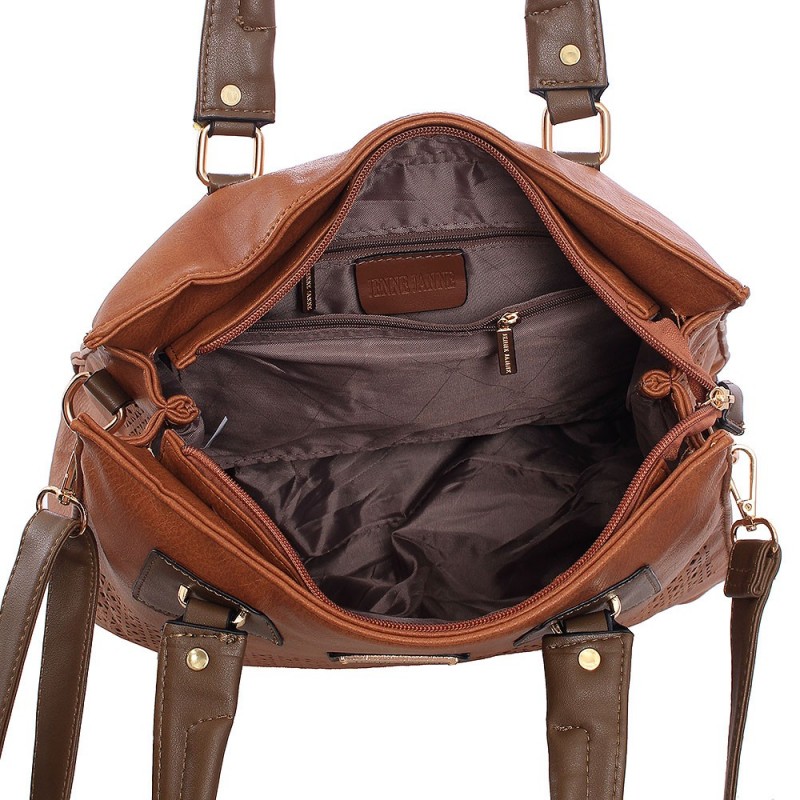 Bolsa Tote Feminina Em Alto Relevo Com Vazados Alça Dupla