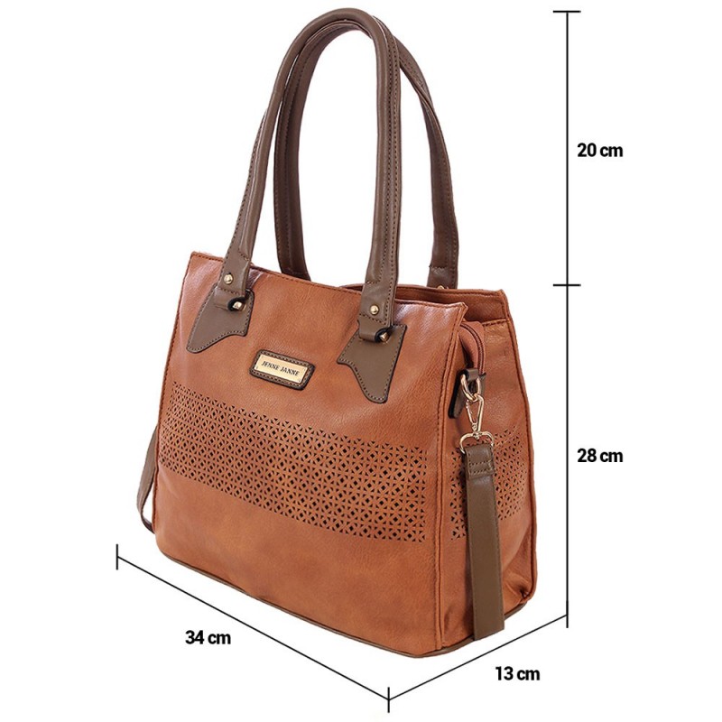 Bolsa Tote Feminina Em Alto Relevo Com Vazados Alça Dupla