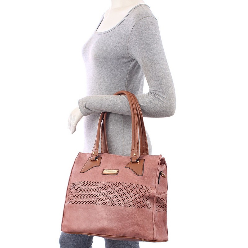 Bolsa Tote Feminina Em Alto Relevo Com Vazados Alça Dupla