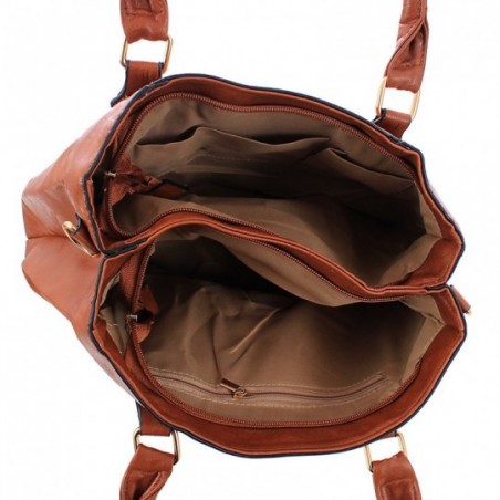 Bolsa Tote Feminina Em Alto Relevo Tressê Duas Repartições