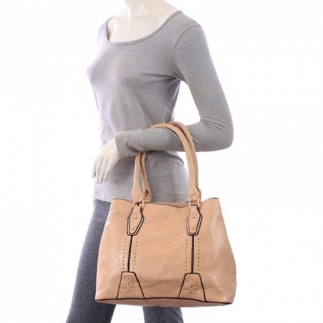 Bolsa Tote Feminina Em Alto Relevo Tressê Duas Repartições